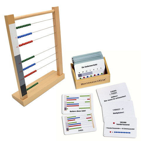 Montessori große Rechenrahmen mit Arbeitskartei