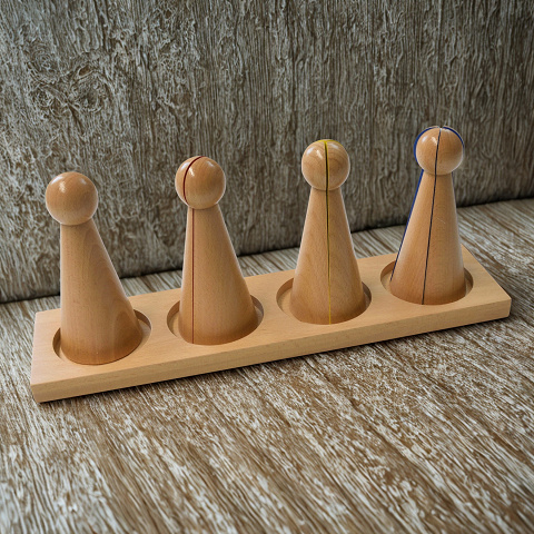 Bruchkegel aus Holz für Kindergarten und Schule.