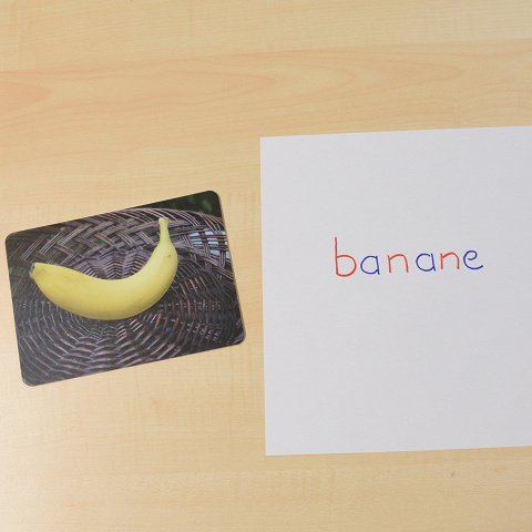 Arbeitskartei mit Wörtern zum beweglichen Alphabet.