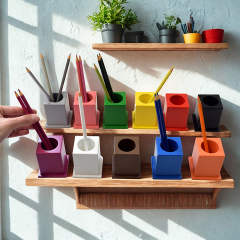 Montessori-Stiftständer für Buntstifte.