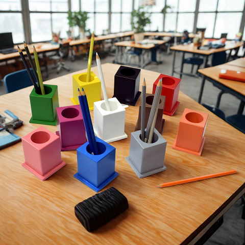 Montessori Stiftaufbewahrung aus Holz.